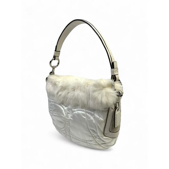 Coach Vintage Y2K Rabbit Fur Trim Puffer Shoulder Bag - Picture 11 of 16